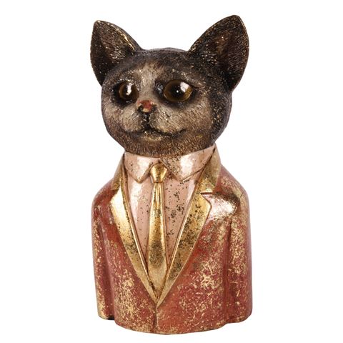 Kattenbeeldje 23 cm - Roze - Resin