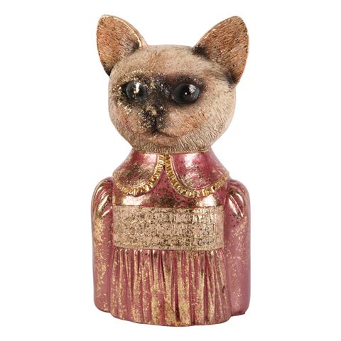 Kattenbeeldje 23 cm - Roze - Resin