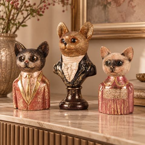 Kattenbeeldje 23 cm - Roze - Resin