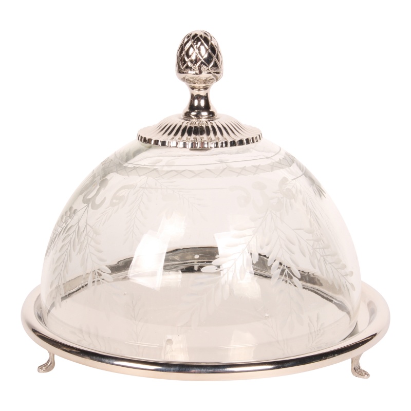 Taartplateau/Serveelschaal 23 cm - Rond - Zilver - Glas