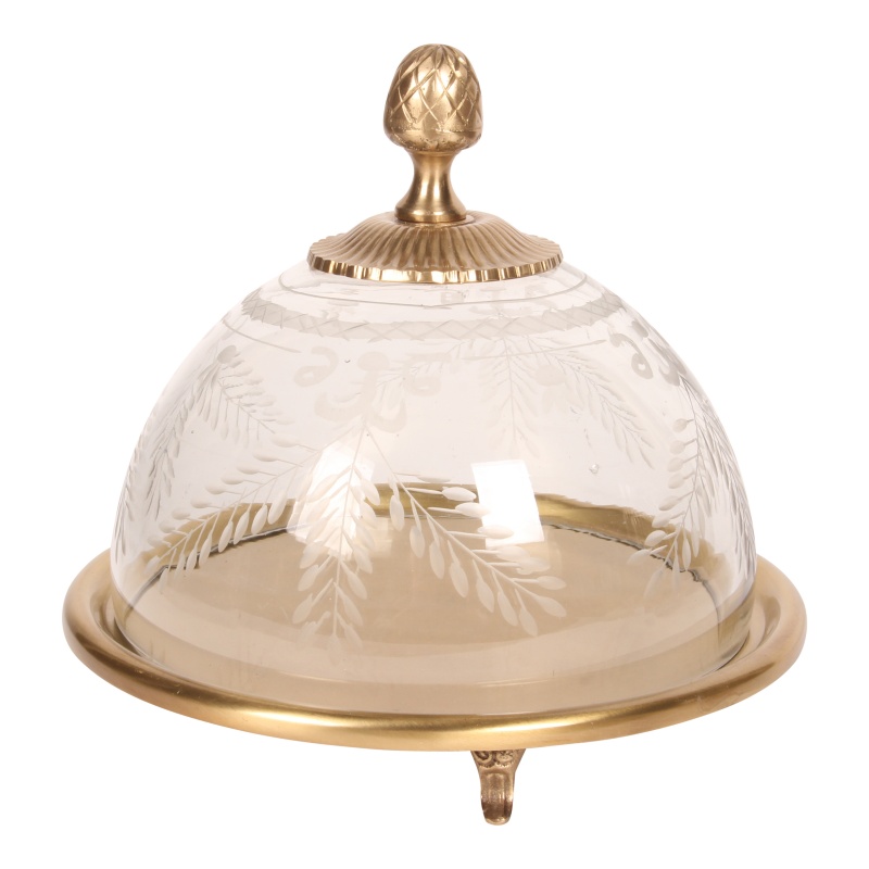 Taartplateau/Serveelschaal 23 cm - Rond - Goud - Glas