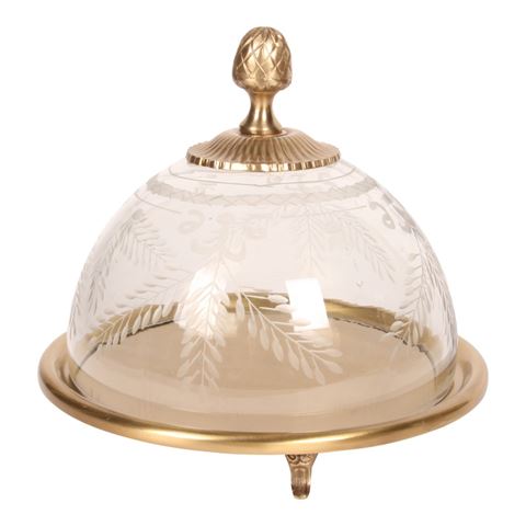 Taartplateau/Serveelschaal 23 cm - Rond - Goud - Glas