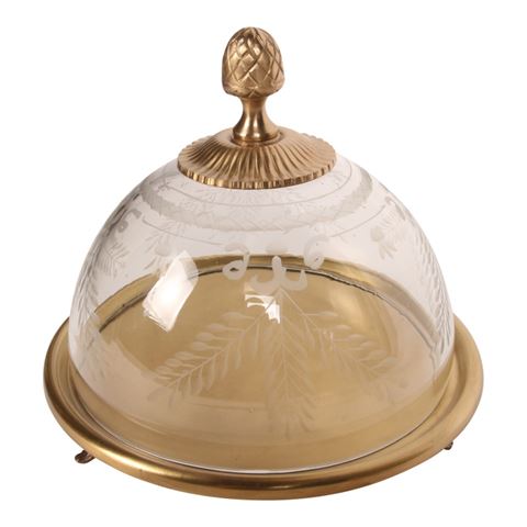 Taartplateau/Serveelschaal 23 cm - Rond - Goud - Glas