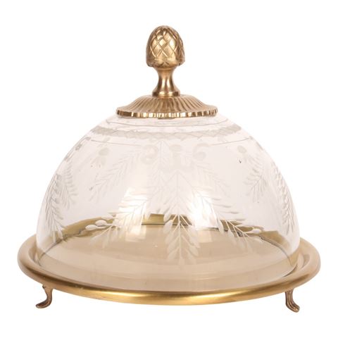 Taartplateau/Serveelschaal 23 cm - Rond - Goud - Glas