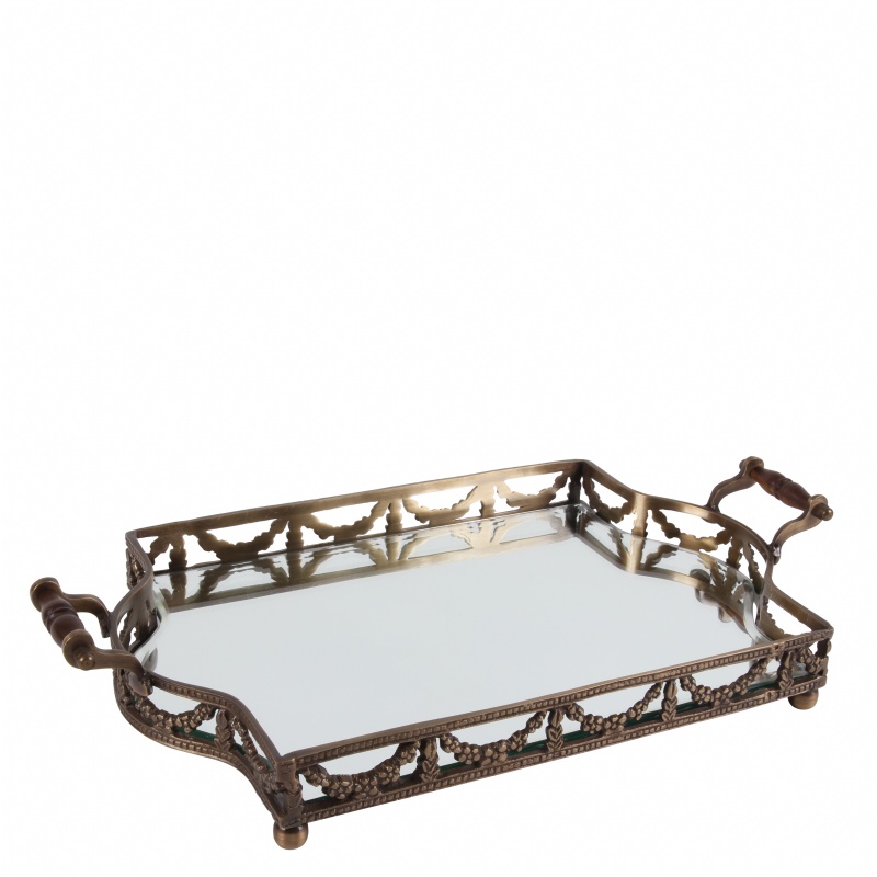 Dienblad met spiegel koper 43x25 cm