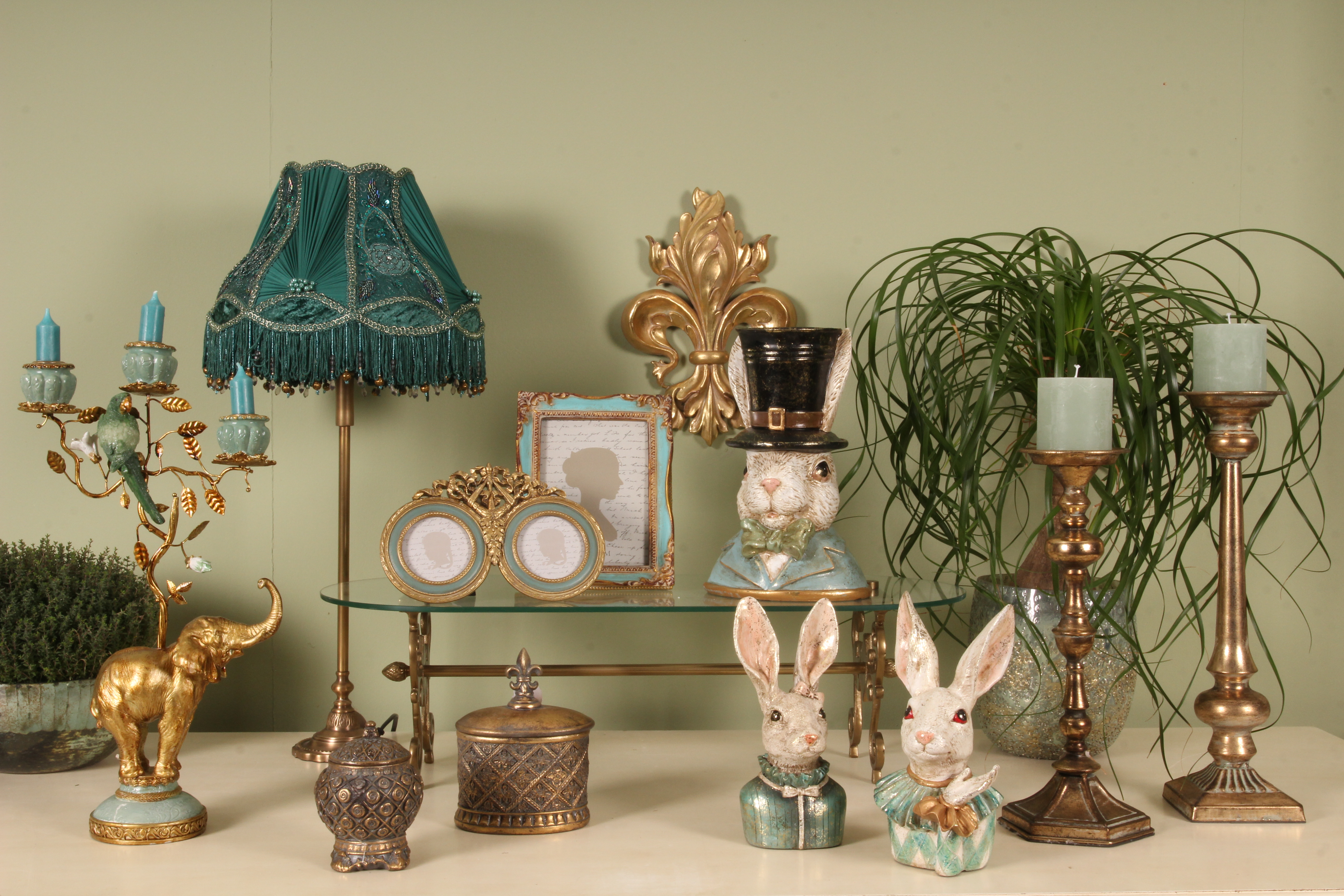 Lampenkap Victorian Dome 30 cm - Turquoise - Stof