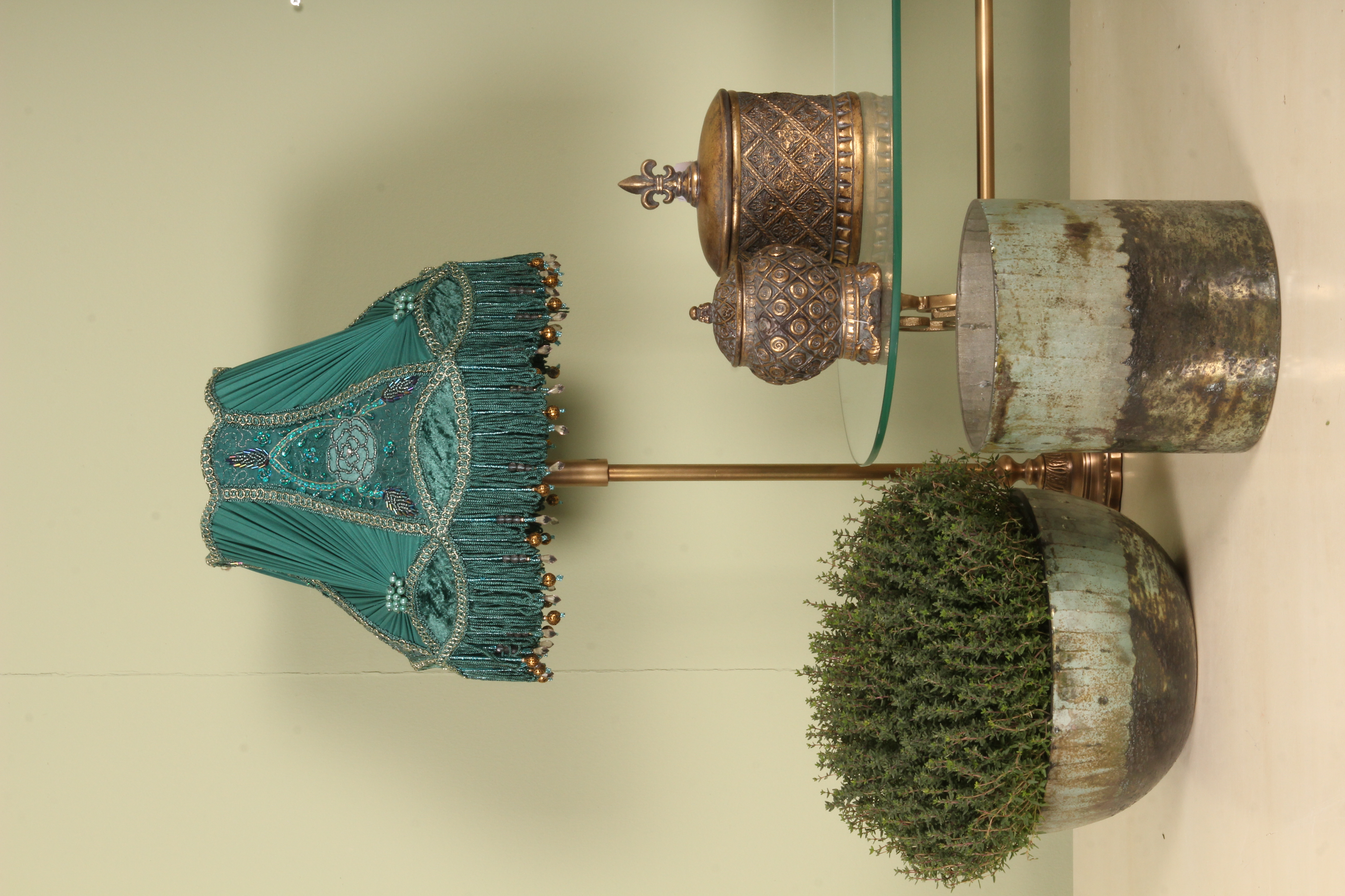 Lampenkap Victorian Dome 30 cm - Turquoise - Stof