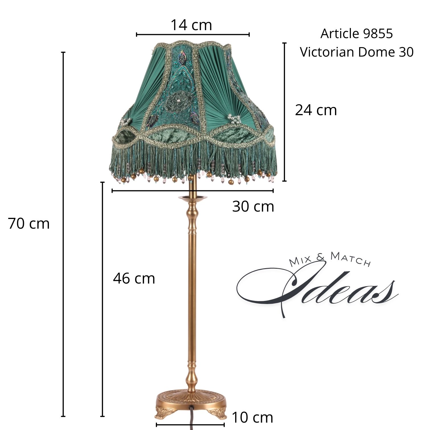 Lampenkap Victorian Dome 30 cm - Turquoise - Stof