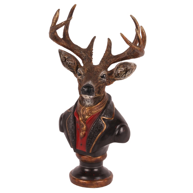 Buste Beeld Hert 58 cm - Zwart - Resin