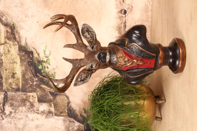 Buste Beeld Hert 58 cm - Zwart - Resin