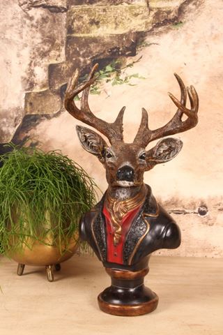Buste Beeld Hert 58 cm - Zwart - Resin